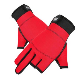 TopHomer Three-Finger Sports Cycling Glove, Anti-Slip Red Bike Glove Palm Biking Breathable Glove Wrist Adjust for Hiking Climbing Driving Cars Outdoor Sports, One Size