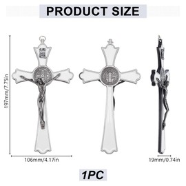 HOBBIESAY 1Pc White Cross Wall Hanging 19.7cm Alloy Cross Decoration Gatholic Crucifix Wall Cross Wall Mounted Cross Ornament for Home Party Gift Decor