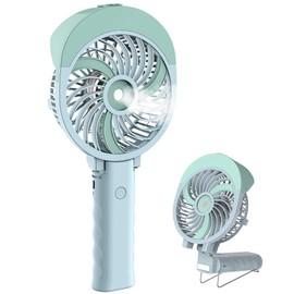 HandFan Portable Misting Fan, 55ml Large Water Tank, Rechargeable Handheld Personal Mister Fan, Battery Operated Water Spray Mist Fan, 180°Foldable, for Travel, Camping, Outdoors, Makeup(Green)