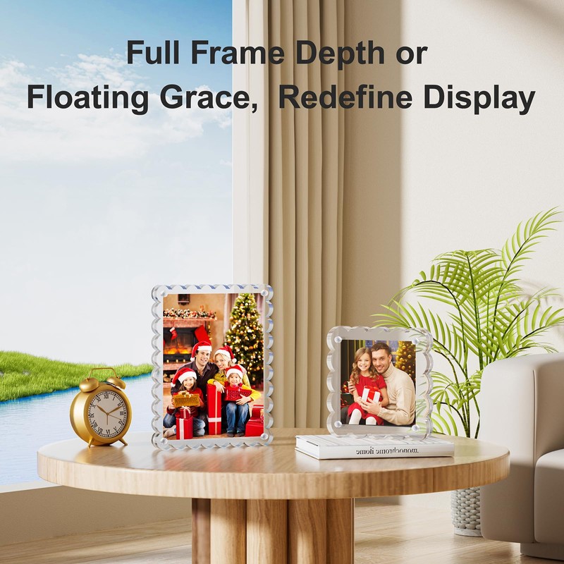 HELPLEX Acrylic Picture Frames 3x3, 3 Pack Clear Magnetic Lucite