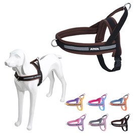 AIITLE Soft Padded Dog Vest Harness, No Pull Pet Harnesses with A Handle, Escape Proof and Quick Fit Reflective Dog Strap Harness, Easy for Training Walking Running for Small Dogs Black-Brown XS