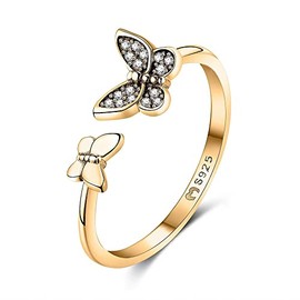 Ring for women made of silver made of two butterflies. Rings for women made of silver with silver or gold surface. Women's jewellery ideal for couples, mothers, girlfriends. Women's rings silver, Gold