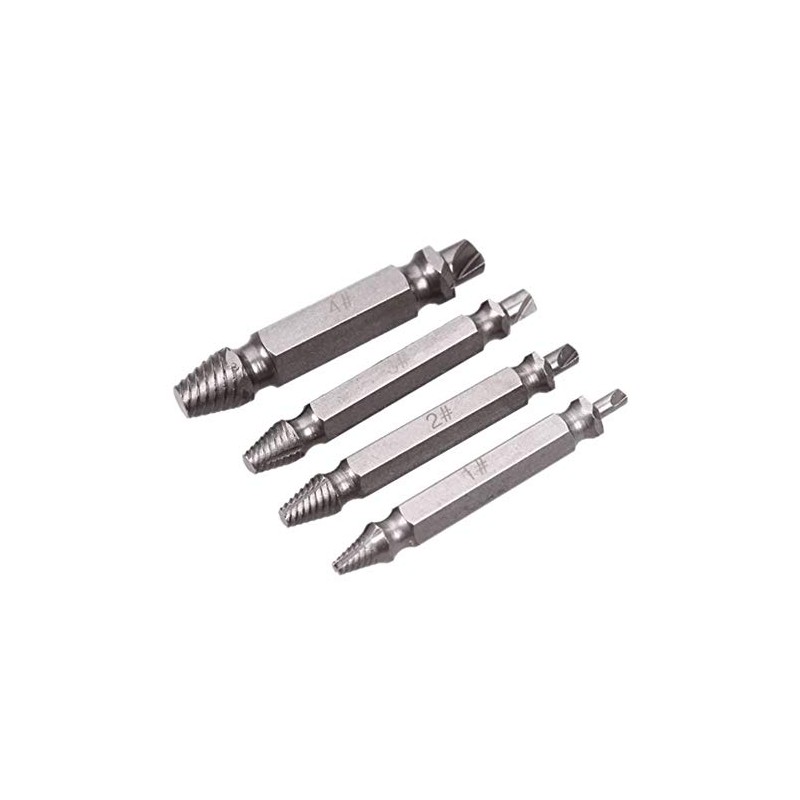 4PC Damaged Screw Extractor Drill Bits Set Easy Out Stripped