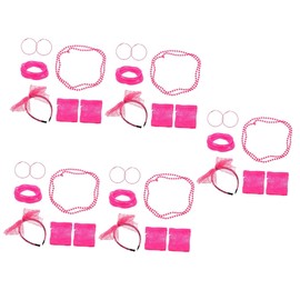 BESPORTBLE 5 Sets Fancy Dress Costume with Fishnet Gloves Headband Necklace Glasses Wristband Retro Party Accessories for Women for Themed Events and Celebrations