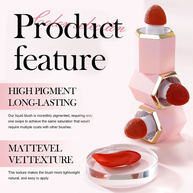 HANDAIYAN Liquid Blush, Blush Liquid Matte Natural, Cream Blush Long-Lasting,
