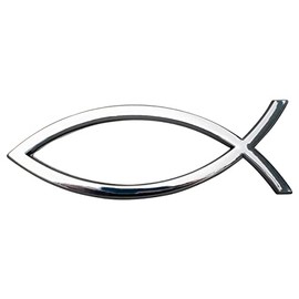 Catholic Town Car Chrome Emblem Jesus Christian Fish Symbol 3D Decal Badge (CFAEE-S)