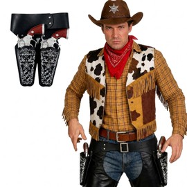 Western Cowboy Costume Accessories with Adjustable Belt Halloween Party Costume Accessory for Men and Women