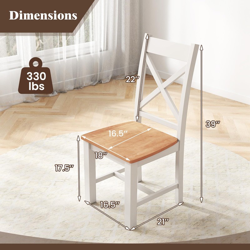 Giantex Wooden Dining Chairs Set of 2, Farmhouse Kitchen Chairs