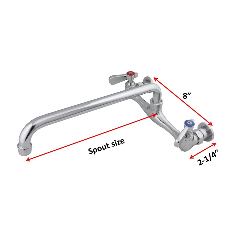AA Faucet 8" Wall Mount Commercial Compartment Sink Faucet with