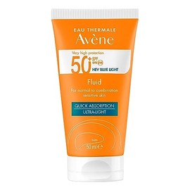 Avene Protector Solar Facial Dermatológico Sin Color FPS 50+, Bloqueador Solar Facial para Piel Mixta, Fluido Sin Color, Protección UVA UVB, 50ml