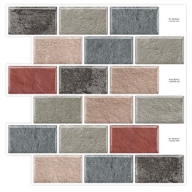 DEWOO Peel and Stick Tile Backsplash 3D Subway Brick Effect for Kitchen Wall Tiles10-Sheet（12"x 12"）