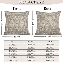 HZYKDWD Boho Throw Pillow Covers 65x65 cm Set of 2,Boho Vintage Carpet Pattern Antique Ethnic Decor Double Sided Pattern Cushion Cover Soft Pillow Case Living Sofa Room Bed Square Pillow Cover