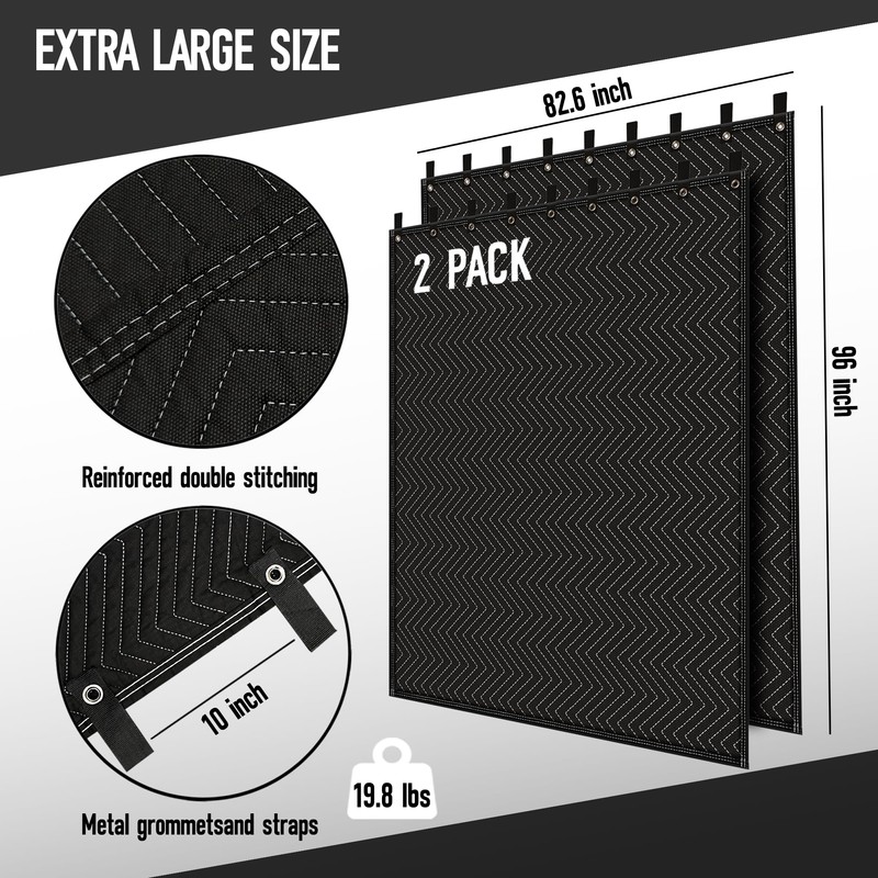 2PCS Large Sound Dampening Blanket,96" x 80" Sound Absorbing Studio