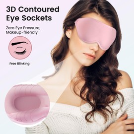 Audree Sleep Mask - Eye Mask for Sleeping Light Blocking, 3D Contoured Sleeping Mask, Soft Eye Shade Cover for Travel Yoga Nap, Pink