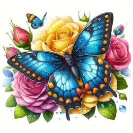 Bright Floral Butterfly PVC Vinyl Car Decals Stickers Waterproof Self-Adhesive Decals for Cars, Laptops, Trucks, Motorcycles Wall Window Luggage Scratch Cover Door Decor Sticker