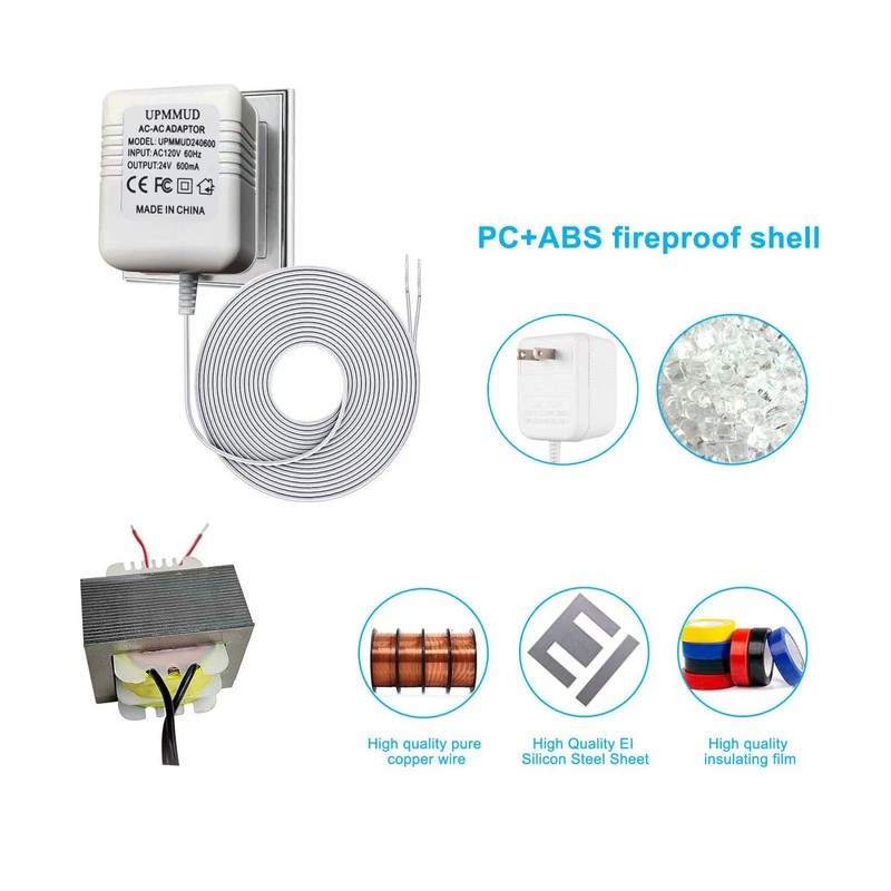 UPMMUD AC-AC 24V Doorbell Power Supply Transformer for Ring, Nest,