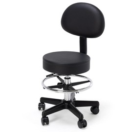 Frassie Drafting Chair with Back Adjustable Spa Bar Rolling Stool Multi-Purpose Office Desk Chair, Swivel Task Chair with Footrest Ring (Black)