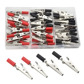 WMYCONGCONG 50 PCS Metal Alligator Clips Electrical Test Clamps with Plastic Hands Red Black Kit