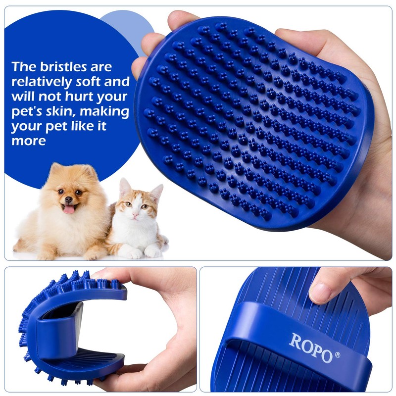Dog bath brush, ROPO rubber massage pet shampoo brush, used