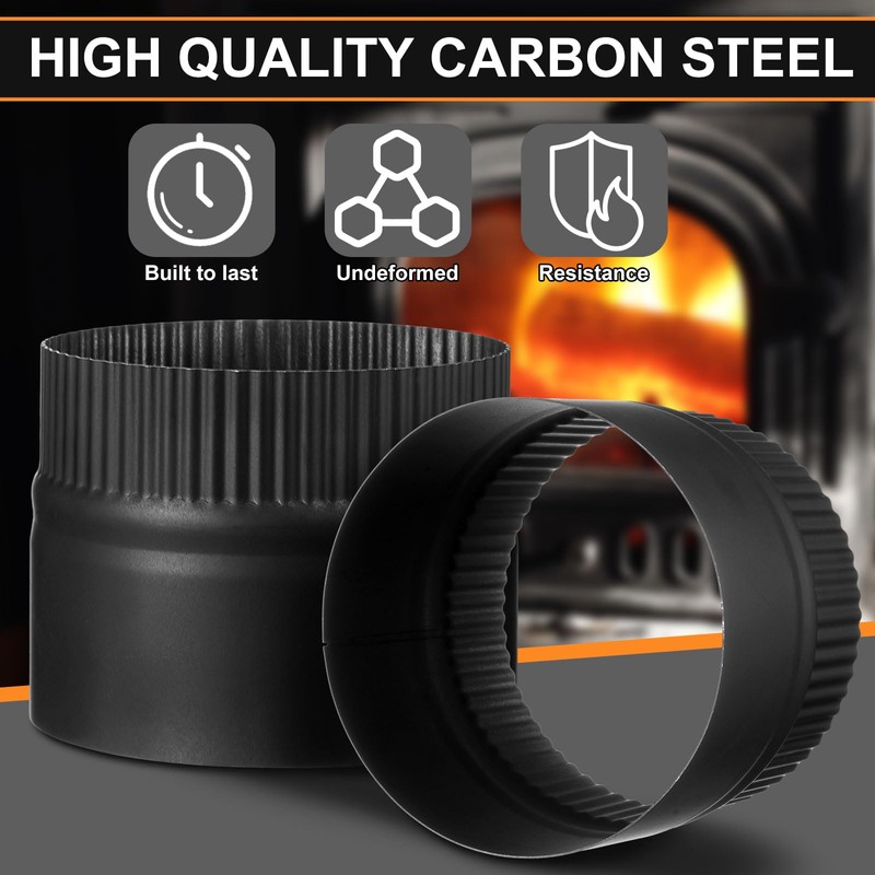 2 Pcs Stove Pipe 6" Wood Stove Pipe Collar