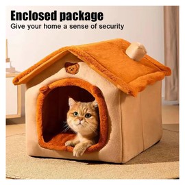 Thickened Pet Warm House for Cats and Small Dogs, Winter Cozy Detachable Washable Cave Bed