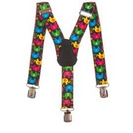 Childrens 1-5 Years Elasticated Clip on Braces/Suspenders with Elephant Design - Black
