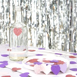 Rose-Gold Pink-Purple Party-Decorations Heart Confetti - 300pcs Baby Shower Decorations for Girl Women Birthday Table Scatter,Bachelorette Wedding Engagement Decor Lasting Surprise