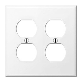 OVERSIZED Metal Outlet Cover, 2 Gang OVERSIZE Electrical Outlet Cover Plate, Socket Cover for Outlets, Outlet Wall Plate, One Gang White Wall Plug Cover - Made in USA, UL Listed, 5.5 x 5.5 Inches