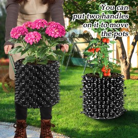 Air Pruning Planters 5 Gallon 6-Pack, Sturdy Plastic Roots Control Planter Container for Fruit Vegetable Garden Orchard, Size 12"x12",Black