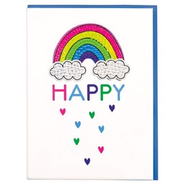 iscream Colorful 'Happy Hearts' Greeting Card with Removable Rhinestone Rainbow Decal and Envelope