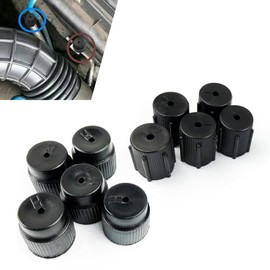 yorpyep 10 PCS A/C Valve Core, Air Conditioning System High-pressure and Low-pressure Port Caps, Plastic Leak-proof and Dust-proof Protector, for Most Cars A/C Maintenance Parts (Black)