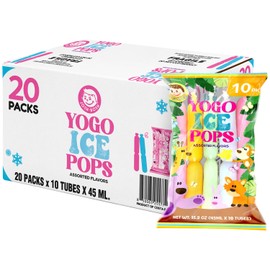 JOSH BOSH Yogo Ice Pops Bulk 20-Pack Case (200 Tubes), Green Melon, Mango, Strawberry, Coconut & Peach – Fat-Free Yogurt Fruit Snacks, 19.8 Lb Box