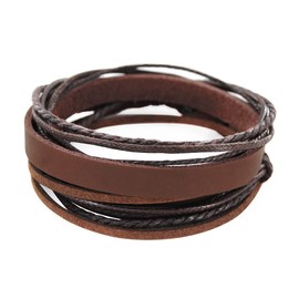 axy Men's Wrap Bracelet Leather Bracelet Men's Women's Genuine Leather and Cotton Surfer Bracelet, Leather
