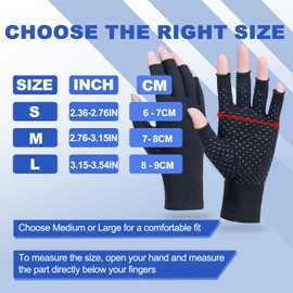 DRNAIETY 2 Pairs Compression Gloves- Arthritis Gloves for Men & Women, Anti-Slip Fingerless for Typing Daily Work (M)