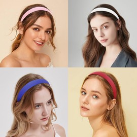 Wecoe 12pcs Headbands For Women 1.2 Inch Wide Satin Headbands Thin Fabric Cloth Headbands Cute Boho Headbands Fashion Trendy Headbands Hair Accessories For Women Girls Diademas Para Mujer De Moda