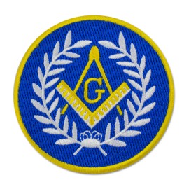 Wreathed Square & Compass Round Embroidered Masonic Patch