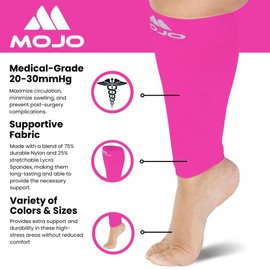 Mojo Compression Sleeve for Women and Men 20-30mmHg Plus Size - Footless Compression Socks for Edema, Swelling, Bariatric Surgery Recovery - Pink, 4X-Large - A604