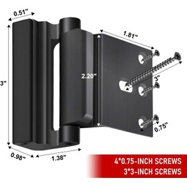 Lepoint Door Security Lock, Upgrade Home Security Door Lock & Reinforcement Lock with 3 inch Stop and 7 Screws, Door Lock Child Proof Security Door Stopper for Inward Swinging Door(Bright Black)