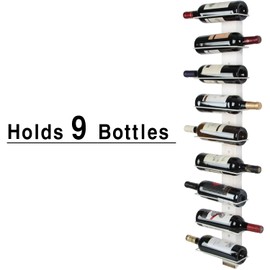 J JACKCUBE DESIGN Wall Mount Wine Rack Organizer for 9 Bottles, Elegant and Farmhouse Rustic White Wood Wine Storage Display Holder for Kitchen and Home Decor- MK699B