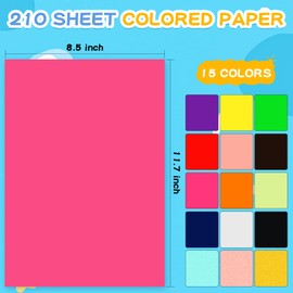VinTS 210 Sheets 15 Assorted Colored Cardstock Paper,8.5x11.7 Bulk Cardstock Paper&Shimmer Paper for School Supplies,DIY Art,Painting,Paper Crafting,Scrapbook,Classroom