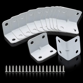 Jiozermi 24 Pcs Corner Brace, L Shape Shelf Bracket 1"x1"x1.3", 90 Degree Right Angle Shelf Supports, Decorative Joint Angle Bracket with Screws for Shelves, Furniture & Cabinet, 4 Holes, White