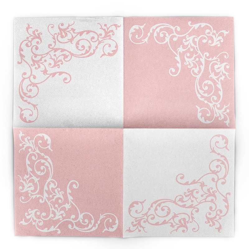 Napkins "Pomp" Airlaid Pack of 50 Rose / White