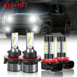 CHUSYYRAY For 2014-2020 Kia Soul Led Headlight High/Low + Fog Light Bulbs Combo 9008+H11