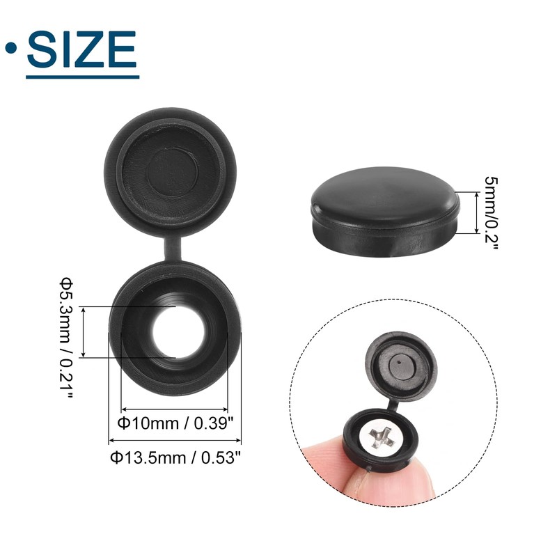 sourcing map 50Pcs Screw Caps, 5.3mm/0.21" ID Screw Snap Covers