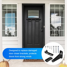 RMSPO Storm Door Closer Bracket in Black Color, Reinforced Repair Jamb Bracket Compatible with Andersen, Emco, Larson,Pella,40201 Door Repair Kit, Screen Door Closer Replacement Part for Storm Door