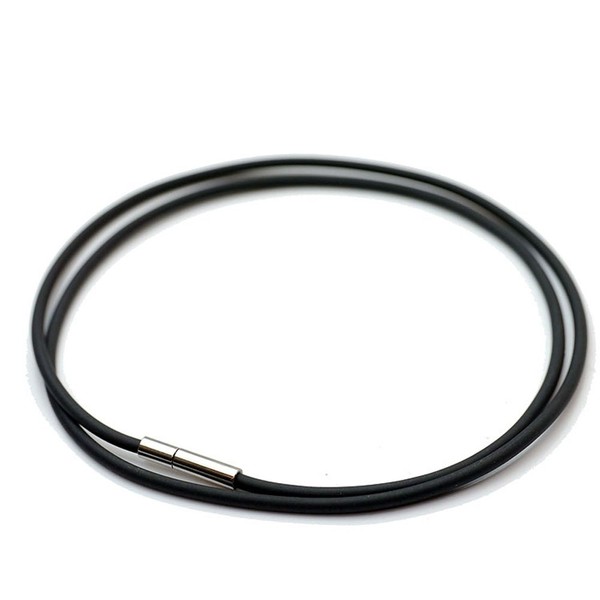 Silver One Easy Push Rubber Choker for Sports, Black, Width