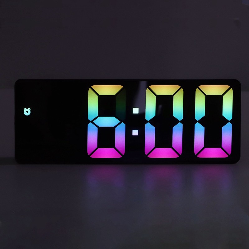 Colorful LED Digital Alarm Clock Large LED Screen Electronic Alarm