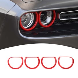 PDKLIN for Challenger Headlight Bezel Cover Trim Ring Red for Dodge Challenger 2015-2023 Red Exterior Accessories 4pcs