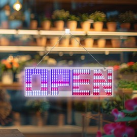 LemonNova Open Sign for Business 15""x 5"" Smart LED Open Signs with APP, Flashing USA Flag Open Display Sign with Timer Dimming for Stores Bar Hotel Retail Shops Walls Window