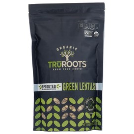 truRoots Organic Sprouted Green Lentils, 10-Ounce Pouches (Pack of 6) by truRoots